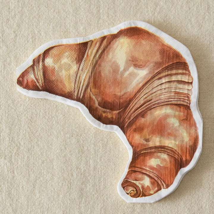 Croissant paper napkin set of 20 with watercolor-style illustration.
