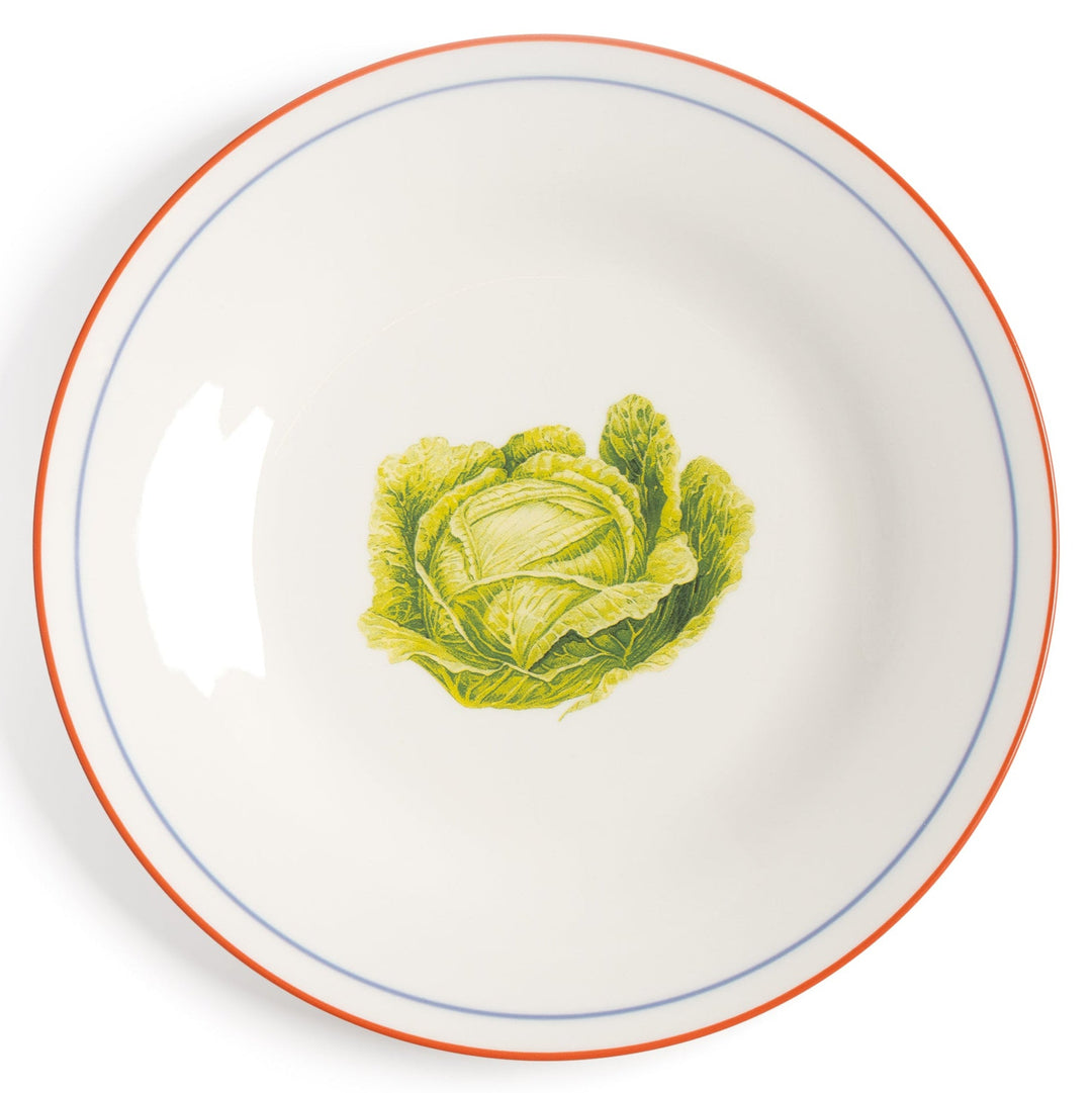 Ceramic vegetable plate set by &Klevering featuring a light green cabbage design in the center.