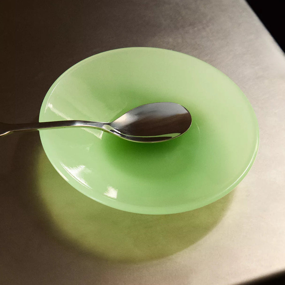 Green glass bowl