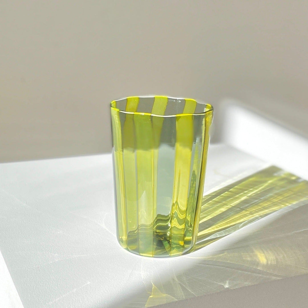 Stunning grey and yellow striped murano drinking glass