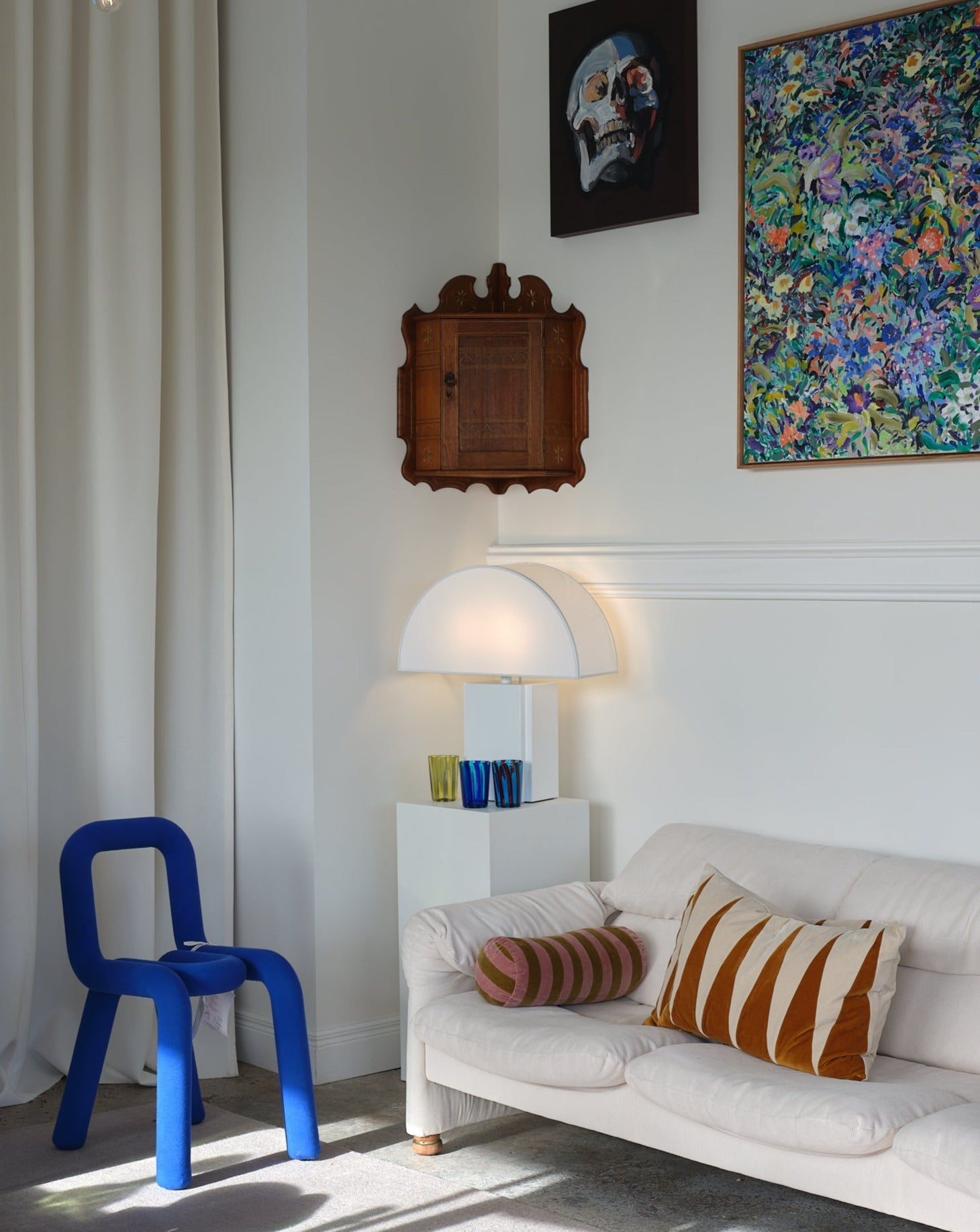 Original BOLD chair designed by the Swiss-based studio Big-Game for Moustache Editions.  Inspired by the Bauhaus classics, the Bold chair is made up of two tubular parts in metal embedded in each other, padded with foam and covered with a removable textile coating produced by a Belgium sock factory.  Collections and awards: The MoMA, Museum of Modern Art, New-York. Musée des Arts Décoratifs, Paris  Each Bold chair comes with a unique identification code and a certificate of authenticity. Made in Norway.