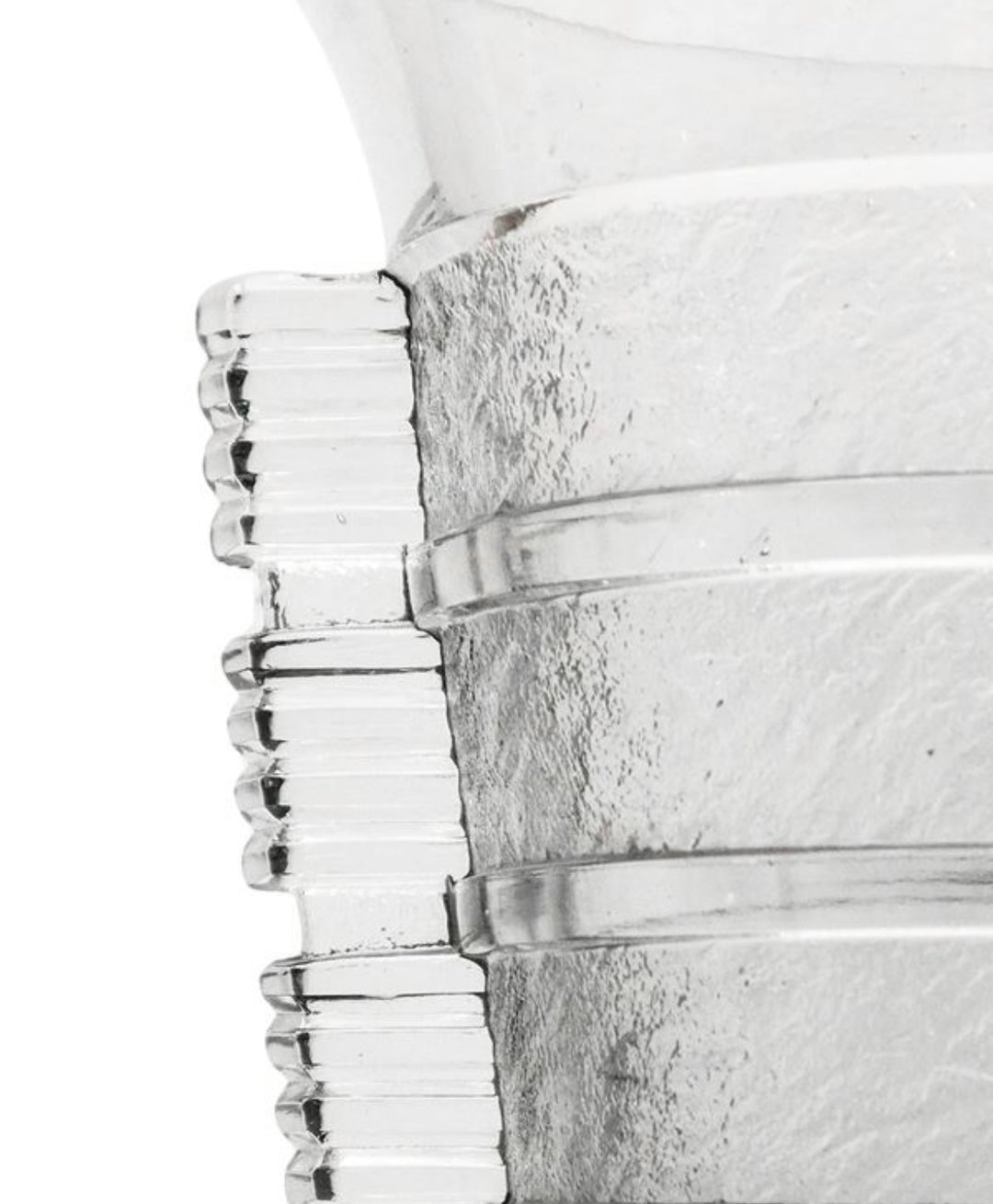 Crystal art deco vase by Daum Freres with ribbed and textured detailing.