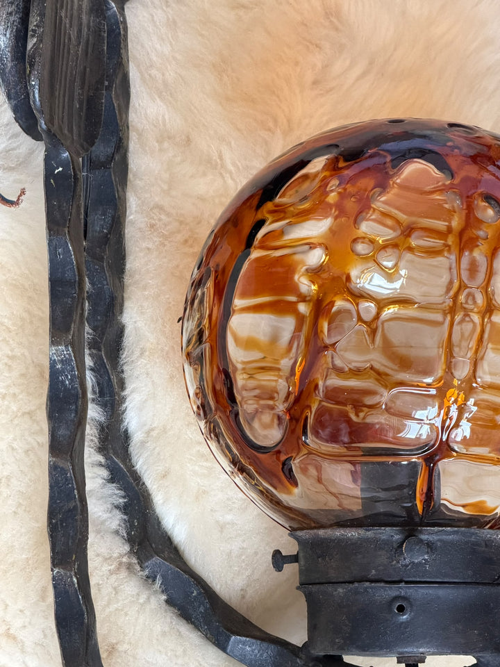 Brutalist Metal and Murano glass wall lights