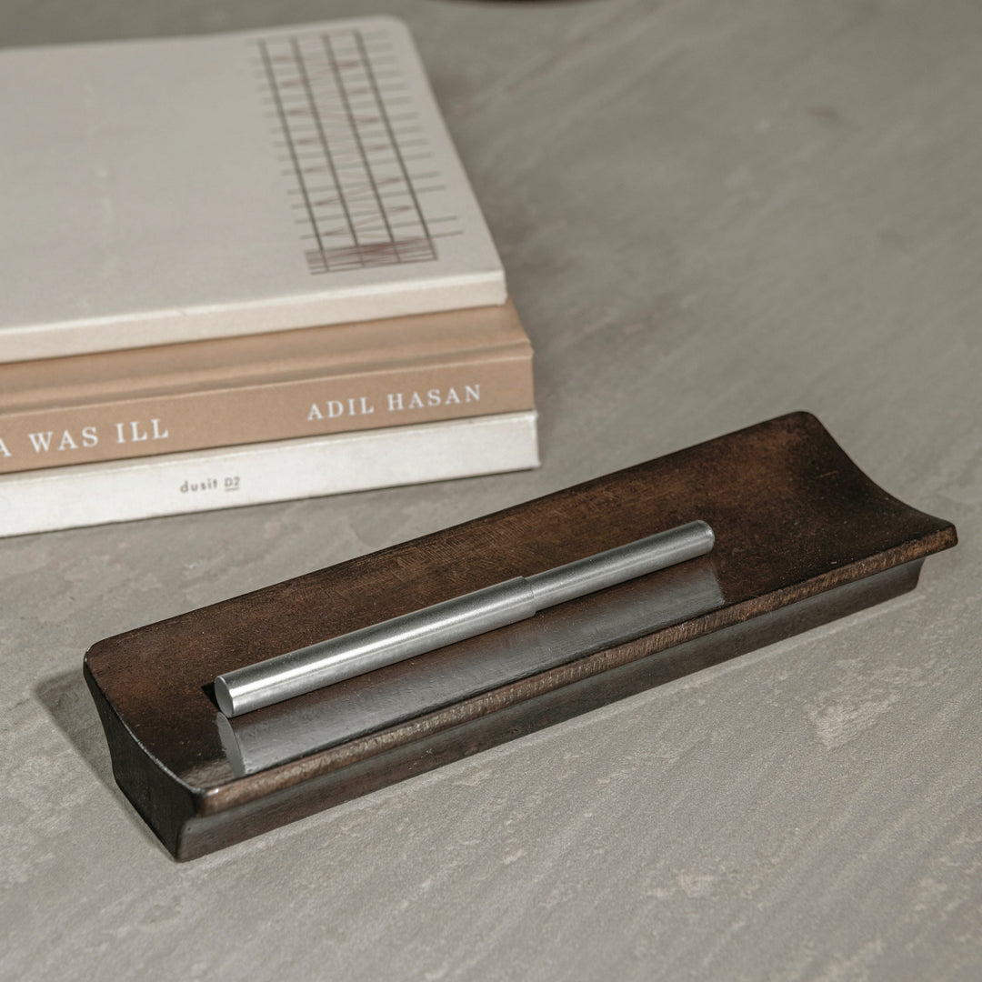 Pen tray in darkened brass from Stem