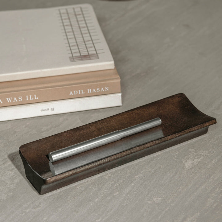 Pen tray in darkened brass from Stem