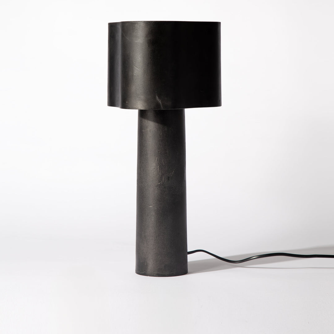 Black table lamp on a white background