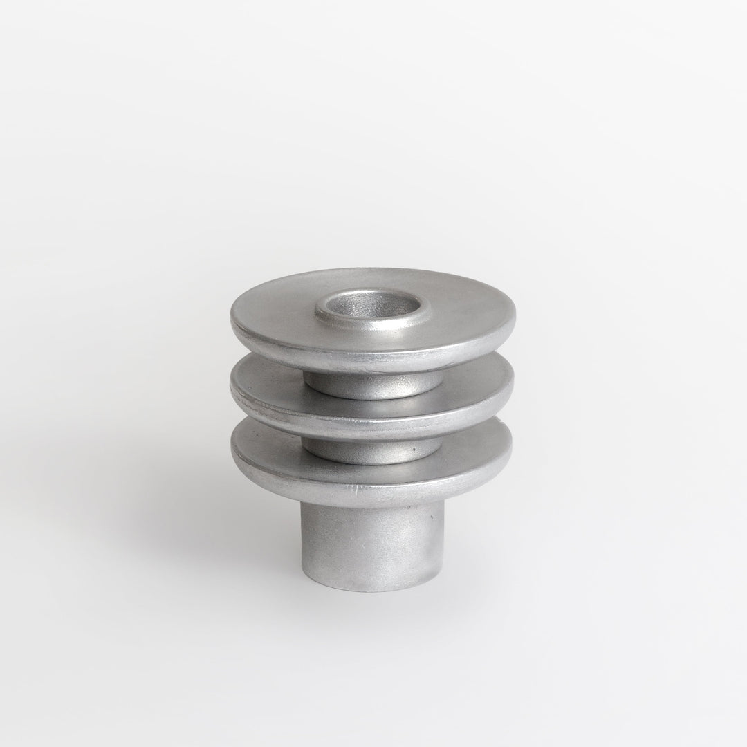 3 stacked aluminium candle holders