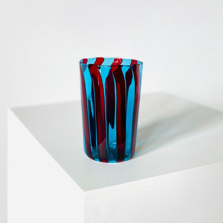 Blue and red murano drinking glass