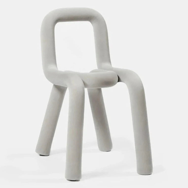 Light grey chair by Moustache with rounded tubular frame and minimalist design.