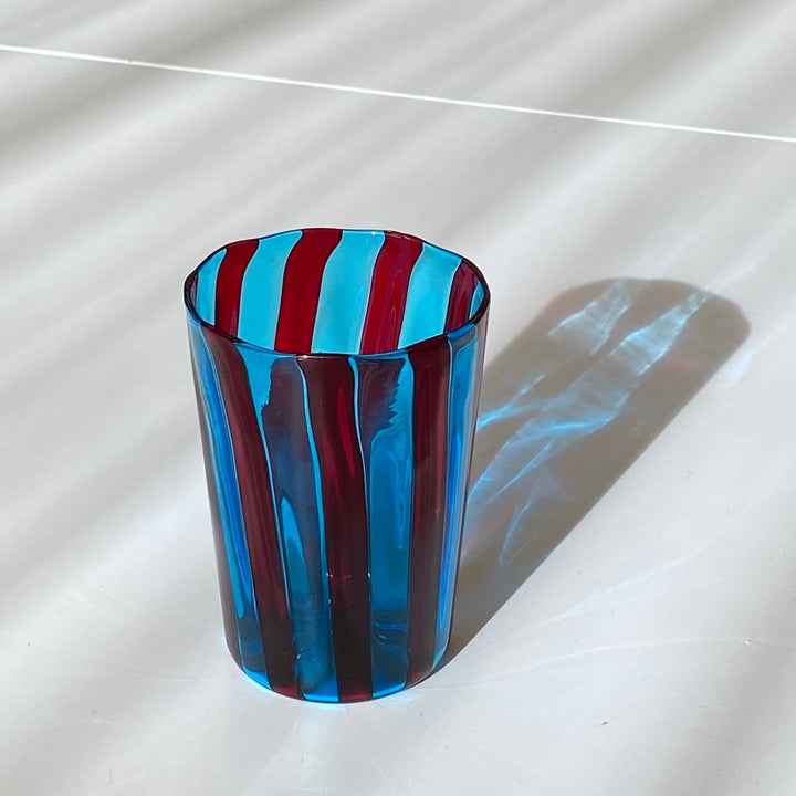 Blue and red murano drinking glass
