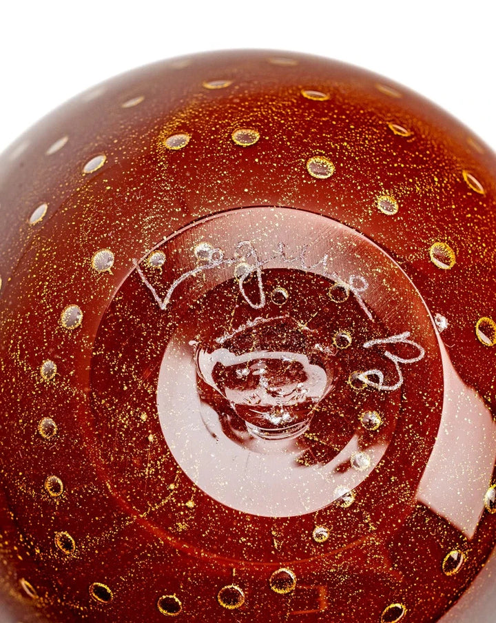 Crystal "Bolle" tumbler with gold detailing by LAGUNA-B, featuring a speckled design.