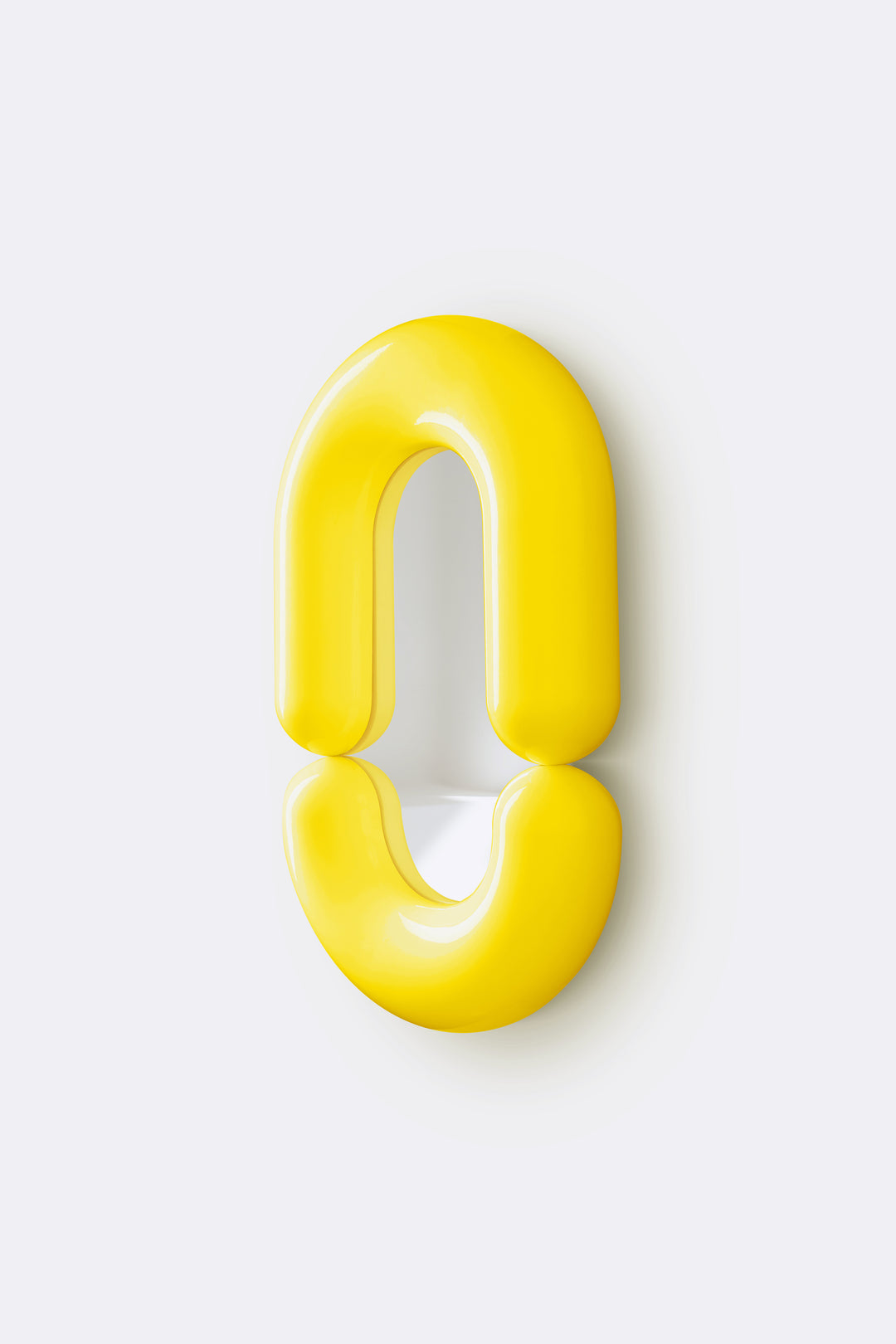 Yellow wall mirror by Moustache Paris with an arched shape and glossy finish.
