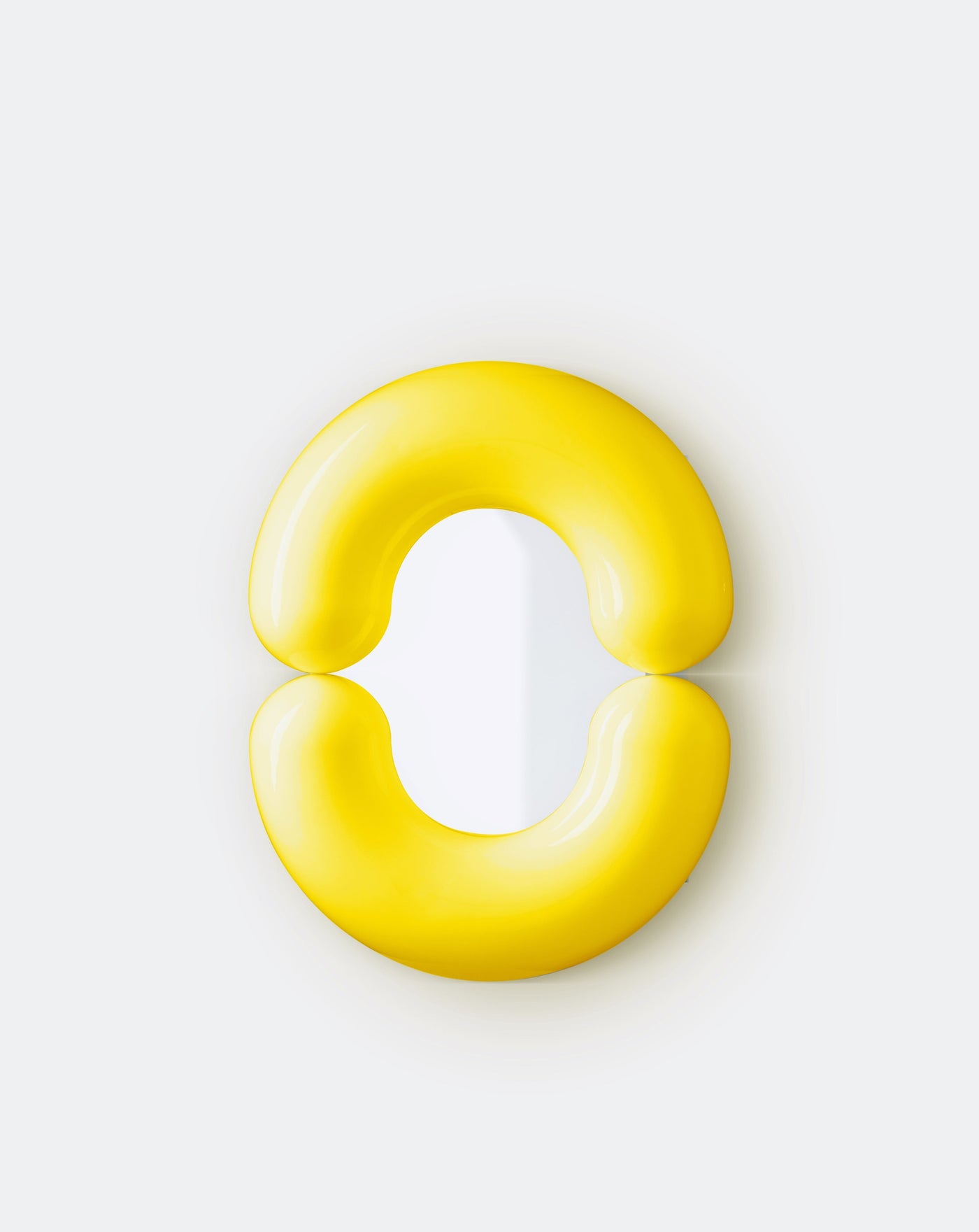Shop Dessein Parke Yellow Small Zodiac mirror by Jean-Baptiste Fastrez for Moustache Editions The Zodiac mirror by Jean-Baptiste Fastrez plays with its mirror surface to complete the « sausage » it is made of. Seemingly inflated and made of ultra glossy ceramic to echo the inflatable boat that is its namesake, the Zodiac mirror frame looks full thanks to a symmetrical mirror image of half a ring into the mirror.