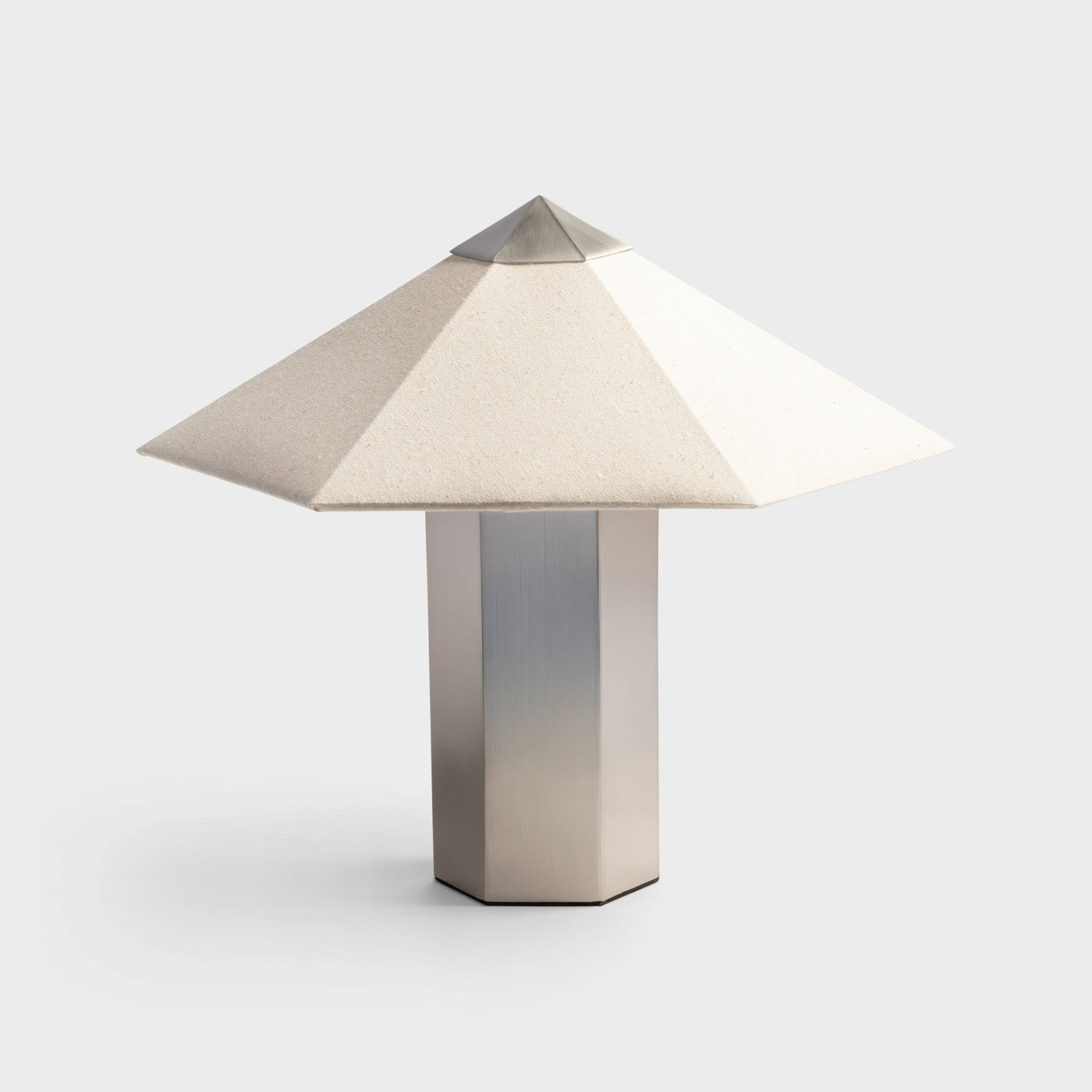 Table lamp with geometric design made of brushed Stainless steel