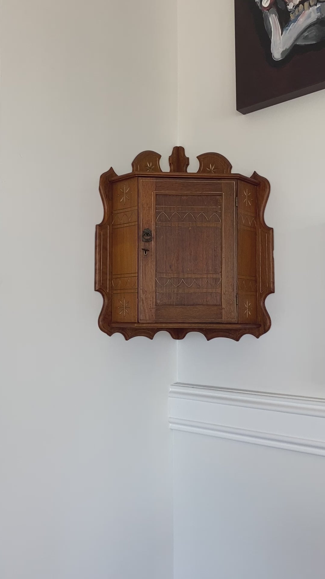 Antique wooden corner cabinet