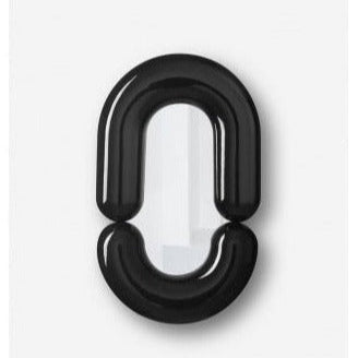 Black wall mirror by Moustache Paris with a unique chain-link design.