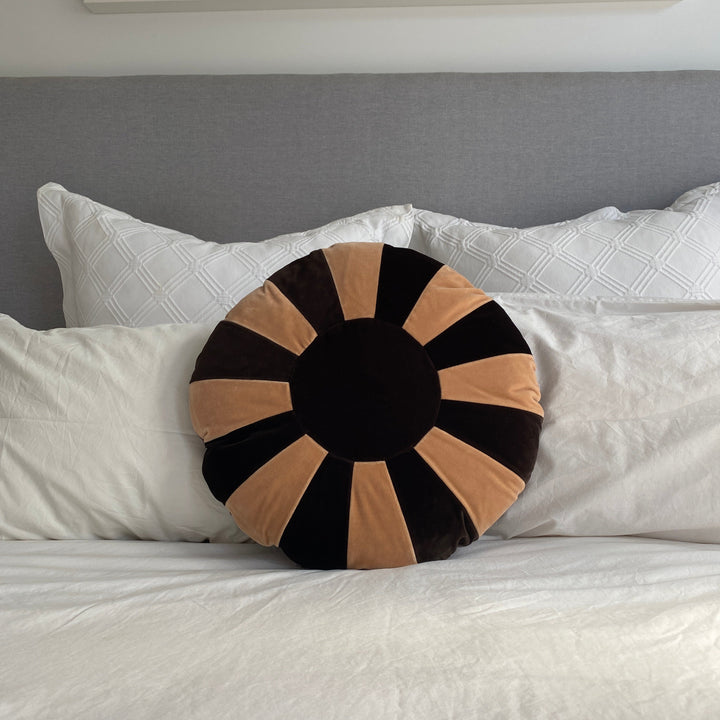 50 cm round velvet striped cushion by Christina Lundsteen