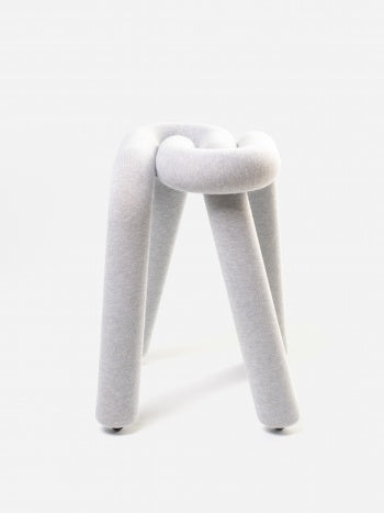 Shop Dessein Parke Light Grey Bold stool by Big-Game for Moustache Editions Made up of two identical tubular parts in metal embedded in each other, the Bold stool, following the chair before it, is an updated version of the tradition of a bended seat in tubular steel.